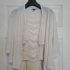 White Ruched Open Cardigan – Size M